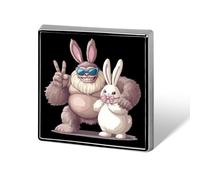 Bigfoot Bunny Easter Day Sasquatch Square Badge Cute Heart Brooch Pins Button Badges for Backpack Jackets Hats Decor