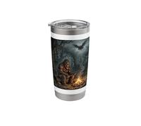 Bigfoot Campfire Cryptid Forest Night Scene Stainless Steel Insulated Tumbler
