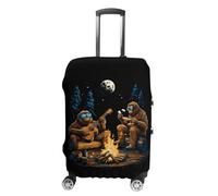 Bigfoot Camping Play Guitar Printed Luggage Cover Washable Suitcase Protector Fits 19-32 Inch Funny Travel Accessories