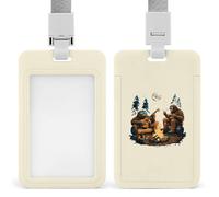 Bigfoot Camping Play Guitar Push-Pull ID Badge Holder Vertical Clear Holders with Lanyard Key Card Work Clip for Office Men Women