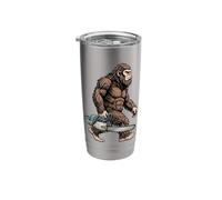 Bigfoot Carrying Chainsaw Sasquatch Lumberjack Logging Humor Stainless Steel Insulated Tumbler