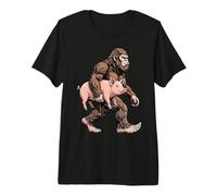 Bigfoot Carrying Pig Funny Sasquatch Farm Humor Premium T-Shirt