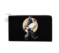 Bigfoot Carrying Red-Crowned Crane Coin Purse Canvas Change Pouch Small Organizer Bags Zippered Coin Case for Women Men