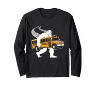 Bigfoot Carrying School Bus Sasquatch Driver Cryptid Humor Long Sleeve T-Shirt
