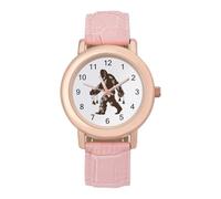 Bigfoot Carrying Wind Chimes Sasquatch Women's PU Leather Strap Watch Analog Quartz Watch Casual Wristwatch for Home Work