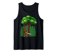 Bigfoot chainsaw in forest sasquatch gifts men Tank Top