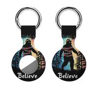 Bigfoot Christmas Lights Believe Funny GPS Cases Holder with Key Chain Ring Protective Cover Compatible with Airtag 1PCS