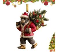 Bigfoot Christmas Ornament, Myth Meets Holiday, 2D Acrylic Funny Sasquatch Holiday Decor for Christmas Tree, Wildlife Wonders Collection Ornament Lovers and Collectors (D)