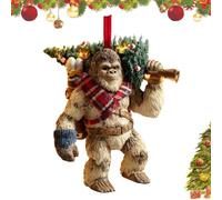 Bigfoot Christmas Ornament, Myth Meets Holiday, 2D Acrylic Funny Sasquatch Holiday Decor for Christmas Tree, Wildlife Wonders Collection Ornament Lovers and Collectors (C)