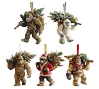 Bigfoot Christmas Ornament - Myth Meets Holiday Magic, 2D Acrylic Bigfoot Decor for Christmas Tree, Funny Sasquatch Holiday Decor, Unique Wildlife Wonders Collection Ornament Lovers (5PCS)