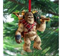 Bigfoot Christmas Ornament - Myth Meets Holiday Magic, 2D Acrylic Christmas Tree Decor - Bigfoot Carrying a Xmas Tree, Funny Xmas Ornaments, Suitable for Holiday Decorations (Style C)