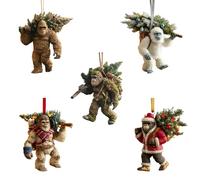 Bigfoot Christmas Ornament, Myth Meets Holiday Magic, Sasquatch Acrylic Holiday Decor for Christmas Tree, Funny Wildlife Wonders Collection For Lovers and Collectors (5PC)