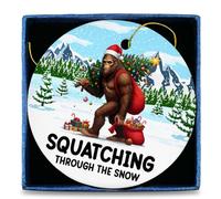 Bigfoot Christmas Ornaments, Sasquatch Gifts for Bigfoot Lovers Friends Men Women, Funny Sasquatch Ceramic Ornaments for Christmas Tree Decorations