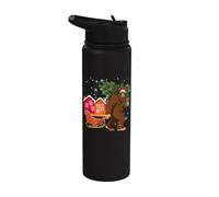 Bigfoot Christmas Tree Lights Xmas Boys Men Sasquatch Lovers Stainless Steel Insulated Water Bottle