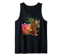 Bigfoot Christmas Tree Lights Xmas Boys Men Sasquatch Lovers Tank Top