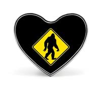 Bigfoot Crossing Print Heart Badge Metal Decorative Brooches 1 Inch Funny Lapel Pin Gift Or Backpack Clothing