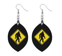 Bigfoot Crossing Printed Wooden Earrings Pendants Lightweight Dangle Drop Earring Charms Gifts for Women