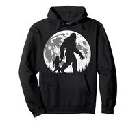 Bigfoot Dad Fathers Day Sasquatch Father Son Matching Moon Pullover Hoodie