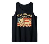 Bigfoot Deer Hunt USA Flag Vintage Buck Hunting Season Tank Top