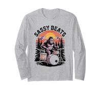Bigfoot Drummer Sassy Beats Halloween Rock Cryptid Costume Long Sleeve T-Shirt