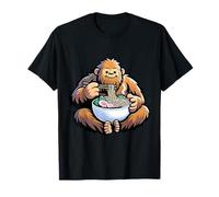 Bigfoot Eating Ramen Noodles Funny Sasquatch Food Lover Tee T-Shirt