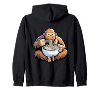 Bigfoot Eating Ramen Noodles Funny Sasquatch Food Lover Tee Zip Hoodie