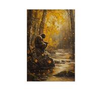 Bigfoot Fishing Canvas Poster Wall Art Decor Print Picture Paintings for Living Room Bedroom Decoration 16x24inch(40x60cm)