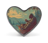 Bigfoot Fishing Drinking Smoking Enamel Lapel Pin Heart Badge Brooches for Women Men Jewelry Backpack Hats Decor