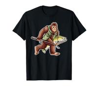 Bigfoot Fishing Funny Cryptid Angler Outdoors Art T-Shirt