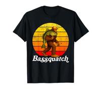 Bigfoot Fishing Funny Retro Bassquatch Fishing Cryptid T-Shirt
