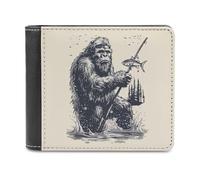 Bigfoot Fishing Funny Wallet for Men RFID Blocking Bifold Wallet Soft Billfold with Card Slots Custom Gifts