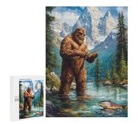 Bigfoot Fishing Stylish Adults Jigsaw Puzzle Funny Wooden Educational Game Art Home Decor
