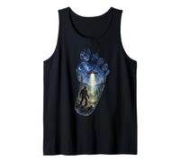 Bigfoot Footprint Sasquatch Moon Forest Alien UFO Abduction Tank Top