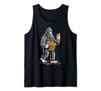 Bigfoot Foraging Mushrooms Funny Morel Mushroom Hunting Tank Top