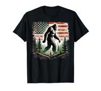 Bigfoot Forest American Flag Patriotic Sasquatch 4th Of July T-Shirt