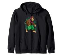 Bigfoot Funny Sasquatch Hula Hawaiian Costume Hula Zip Hoodie
