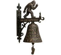 Bigfoot Funny Wall Bell Vintage Rustic Cast Iron Welcome Sign Ring Bell Outdoor Decorative Sasquatch Welcome Sign for Daily Home, Farm, Porch, Entrance, Gate, Garden Yard