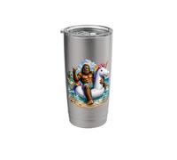 Bigfoot Goes On Vacation Sasquatch Unicorn Float Pool Party Stainless Steel Insulated Tumbler