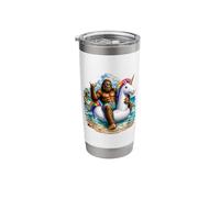 Bigfoot Goes On Vacation Sasquatch Unicorn Float Pool Party Stainless Steel Insulated Tumbler