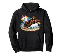 Bigfoot Goes On Vacation Unicorn Float Pool Party Sasquatch Pullover Hoodie