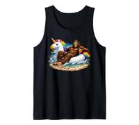 Bigfoot Goes On Vacation Unicorn Float Pool Party Sasquatch Tank Top