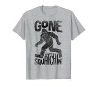 Bigfoot Gone Squatchin Funny Sasquatch Retro Vintage Men T-Shirt, Men, Heather Grey, 6X-Large