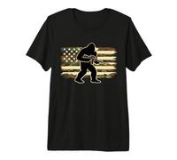 Bigfoot Gun Owner Camo US American Flag Sasquatch Rifle Premium T-Shirt