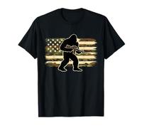 Bigfoot Gun Owner Camo US American Flag Sasquatch Rifle T-Shirt