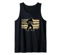 Bigfoot Gun Owner Camo US American Flag Sasquatch Rifle Tank Top