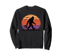 Bigfoot Halloween Retro Sunset Pumpkin Bat Trick or Treat Sweatshirt