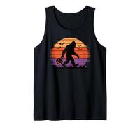 Bigfoot Halloween Retro Sunset Pumpkin Bat Trick or Treat Tank Top