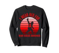 Bigfoot Heart Disease Awareness Month Sasquatch Retro Sunset Sweatshirt