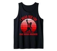 Bigfoot Heart Disease Awareness Month Sasquatch Retro Sunset Tank Top
