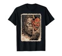 Bigfoot Holding Red Oni Mask Japanese Demon Hannya Sasquatch T-Shirt